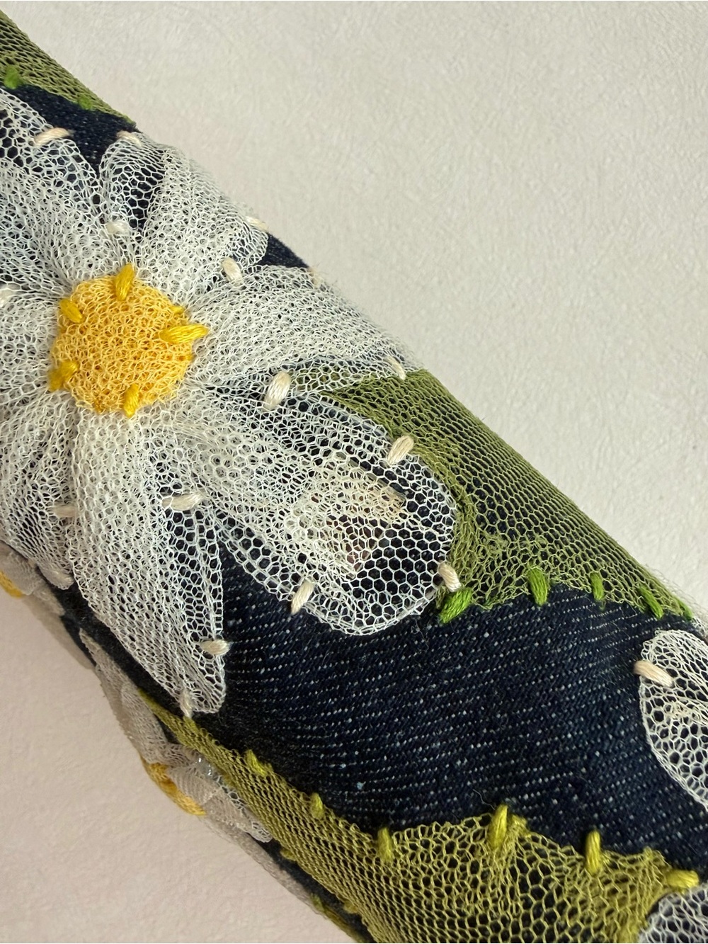 Vintage Fendi Floral Embroidered Denim Baguette Shoulder Bag - Picture 5 of 8